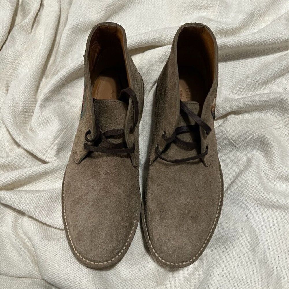 Gucci Moreau Embroidered Suede Chukka Boots Men's 7.5 NEW - Picture 2 of 11